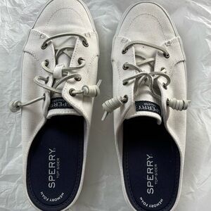 Sperry Off-White Canvas Slider Shoes